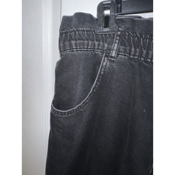 ZARA Jeans Womens XL Black Washed Paper Bag High-Waisted Mom Tapered Leg Retro - Picture 4 of 9